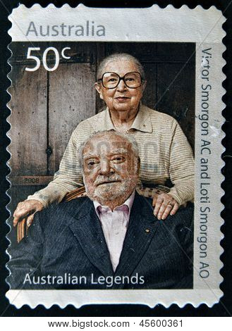 AUSTRALIA - CIRCA 2000: A stamp printed in Australia shows Victor Smargon AC and Lotti Smargon AO