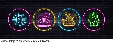 Artificial Intelligence, Lgbt And Pyramid Chart Minimal Line Icons. Neon Laser 3d Lights. Ranking St