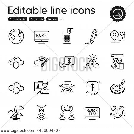 Set Of Education Outline Icons. Contains Icons As Shoulder Strap, Fake News And Keywords Elements. C