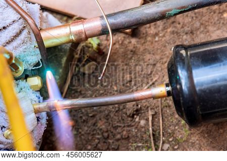 Copper Pipe While Joining Pipe With Fitting The Central Aitr Conditioner Unit