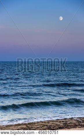 The Evening Sea Landscape At The Stormy Weather, Azov Sea, Ukraine