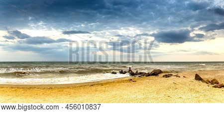 Sea Landscape At The Stormy Weather, Azov Sea, Ukraine
