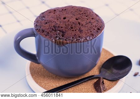 Mini Cake. Breakfast In A Mug. Mugcake Is Microwaved. Homemade Cupcake