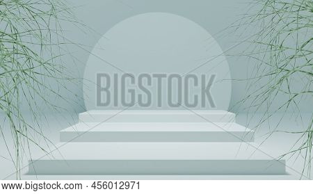 Abstract Minimalist Scene In Blue Tones For Advertising, Presentation And Branding Of Products. A Wi