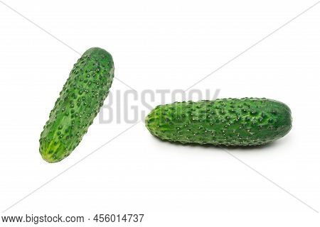 Fresh Green Cucomber Isolated On A White Background.