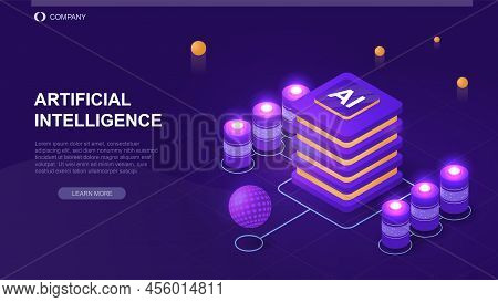 Big Data Processing Concept. Artificial Intelligence Or Digital Database For Storing And Transmittin