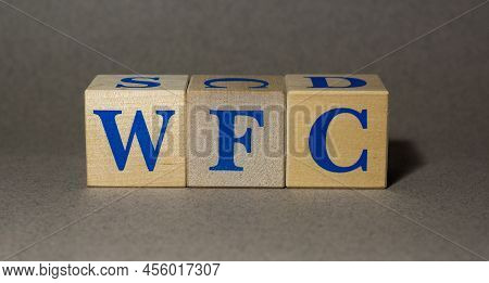 January 19, 2022. New York, Usa. Stock Ticker Symbol Of Wells Fargo Wfc, Made Of Wooden Cubes, On A 