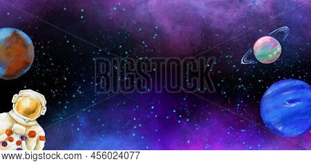 Astronaut Spacesuit Universe Artistic Sketh Illustration Painting Style