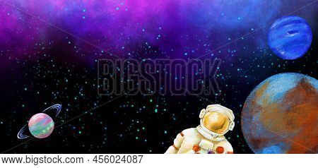 Astronaut Spacesuit Universe Artistic Sketh Illustration Painting Style