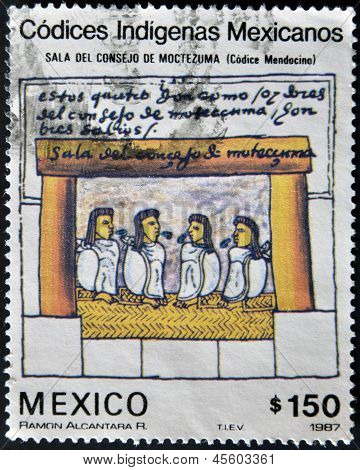 ทุ่มเทเพื่อ codices พื้นเมืองเม็กซิกันแสดงสภาหอของ Montezuma (codice mendocino)