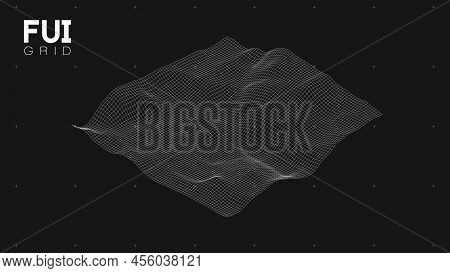 Fui Gui 3d Vector Landscape Scan Grid. Abstract Futuristic Background. Sci-fi Hi-tech Design