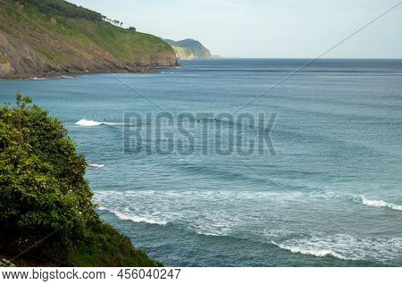 Atlantic Ocean Bay In Bakio, Small Touristic Village Near Bilbao, Basque Country, Spain