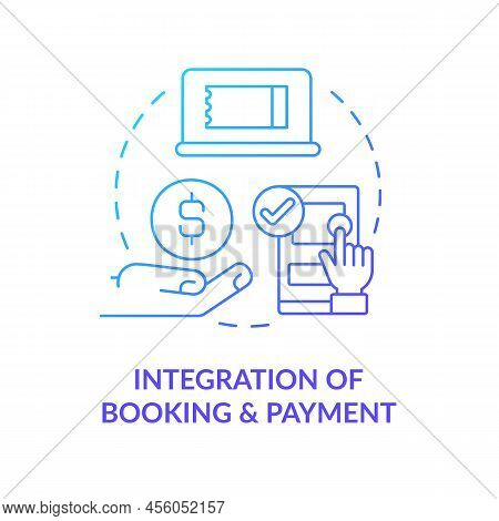 Integration Of Booking And Payment Blue Gradient Concept Icon. Mobile App. Maas Integration Level Ab