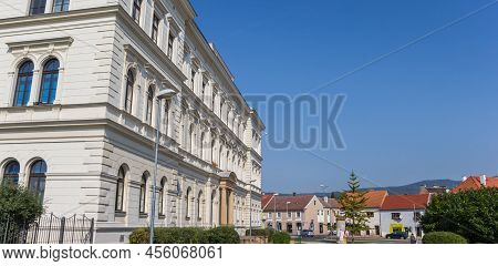 Litomerice, Czech Republic - September 12, 2020: Panorama Of A Historic School Building In The Cente