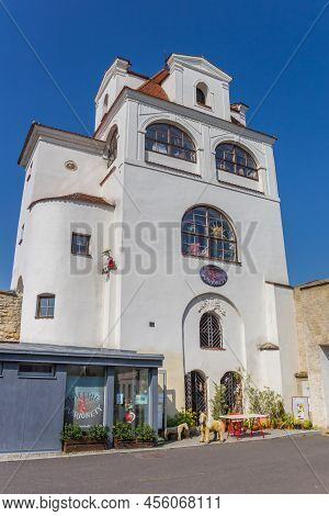 Litomerice, Czech Republic - September 12, 2020: Shop In A Historic White Building In Litomerice, Cz