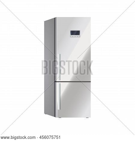 Refrigerator Or Fridge, Vector Icon Or Clipart. Template Of Kitchen Appliance For Fast Cool Of Food 