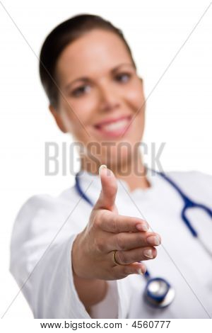 Aperto de mão de um médico bom amigável