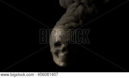 Grey Smoking Man Skull On Black Background - War Concept, Isolated - Object 3d Illustration