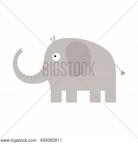Cute Little Elephant Isolated. Cartoon Animal Character For Kids Cards, Baby Shower, Invitation, Pos