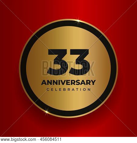 33 Years Anniversary Celebration Background. Celebrating 33rd Anniversary Event Party Poster Templat