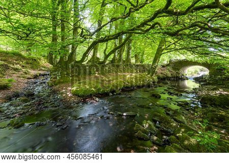 Robbers Bridge In Exmoor National Park