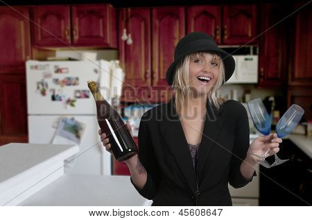 Frau mit Wein