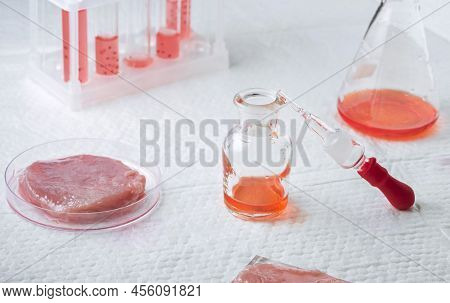 Cultivated Steak, Meat From The Plant Stem Cell, New Food Innovation, No Killing. Laboratory Grown M