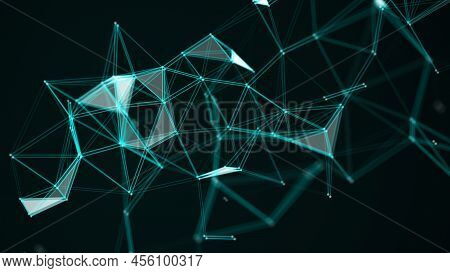 Network Connection Technology. Abstract Green Background. Digital Backdrop. Big Data Visualization.