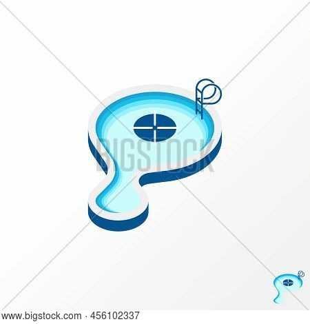 Simple And Unique 3d Swimming Pool With Water And Stairs Image Graphic Icon Logo Design Abstract Con
