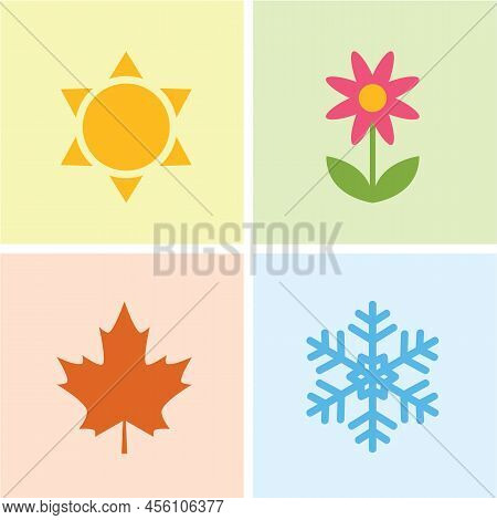 Four Seasons Winter Spring Summe Fall Icon Set