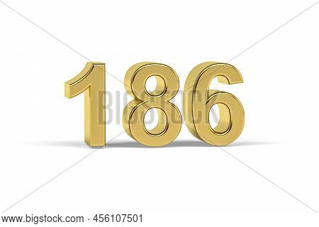 Golden 3d Number 186 - Year 186 Isolated On White Background - 3d Render
