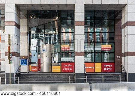 Brussels City Center, Brussels Capital Region , Belgium - 05 20 2020 The Facade Of The Infopoint For