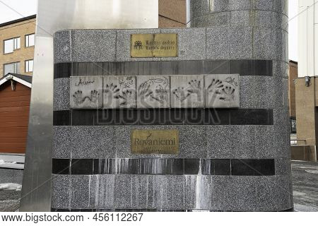 Rovaniemi, Finland - March 20th, 2022: The Monument Erected In Honor Of Lordi, The Eurovision Song C
