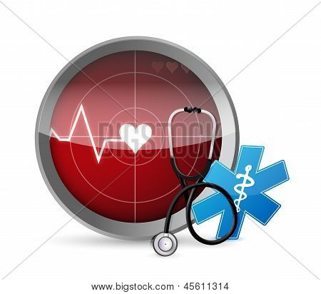 Lifeline stetoscopio Radar illustrazione Design