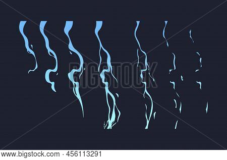 Lightning Animation. Cartoon Thunderbolt Strike Sprite Frames For 2d Game, Electric Ground Attack Cl