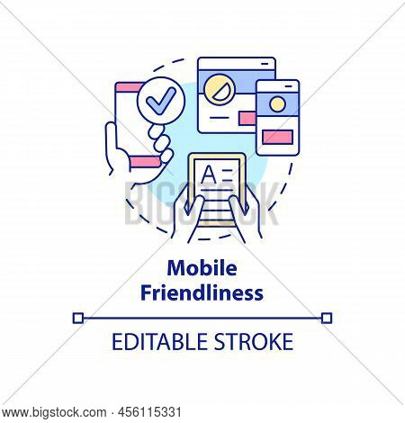 Mobile Friendliness Concept Icon. Website Version For Smartphones. Seo Ranking Factor Abstract Idea 