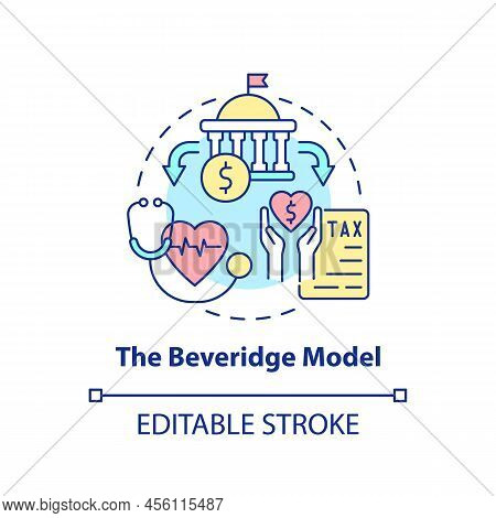 Beveridge Model Concept Icon. Type Of Healthcare Systems Abstract Idea Thin Line Illustration. Funde