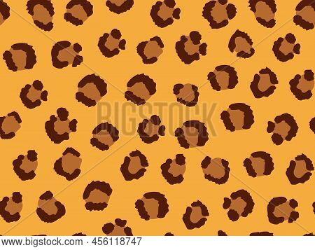 Vector Seamless Black And White Pattern Of Leopard Skin On An Isolated White Background. Animal Stoc
