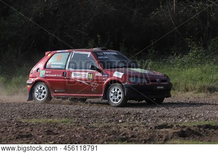 Kocaeli, Turkey - December 26, 2021: Orcun Kuscu Drives Peugeot 106 Gti During Turkish Rallycross Ch