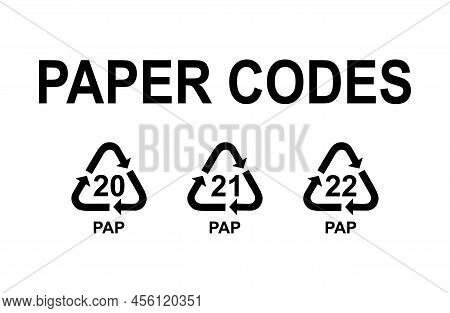 Set Of Paper Symbol, Ecology Recycling Sign Isolated On White Background. Package Waste Icon