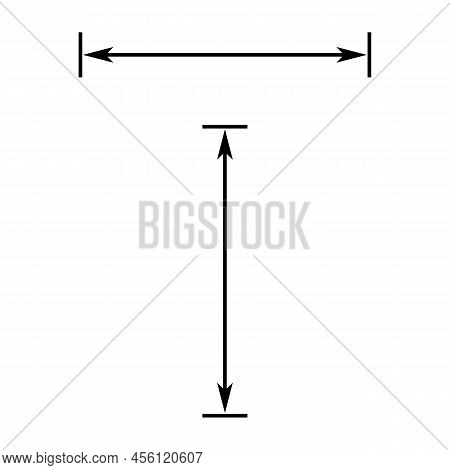 Long Double Arrow. Vector Drawing With Size. Illustration On White Background.