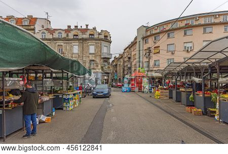 Belgrade, Serbia - October 07, 2021: Old Bajlonijeva Farmers Market At Downtown City Centre Autumn D