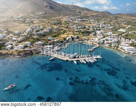 Aerial View Of The Little Harbour Of Finikas, Syros Island