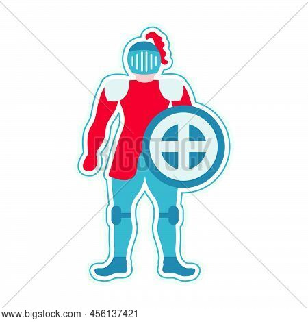 Vector Illustration Kid Toys Sticker Knight. Happy Childhood Background Activity Gaming Items Primar
