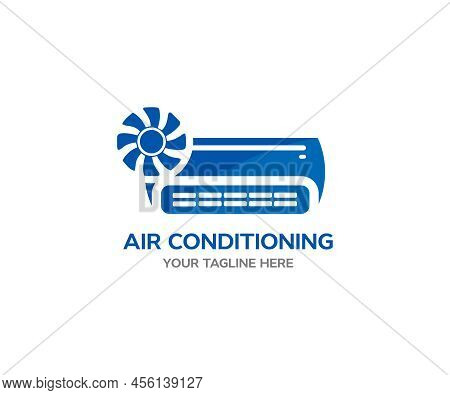 Air Conditioner Logo Design. The Concept Of Installing, Cleaning And Repairing An Air Conditioner Ve