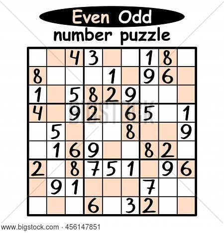Even-odd Sudoku Game For Kids And Adults Vector Illustration