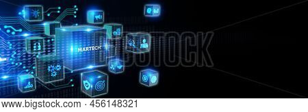Martech Marketing Technology Concept On Virtual Screen Interface. Business, Technology, Internet And