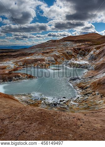 Beautiful Colourful Icelandic Landscape Lava Fields Mountain Geysers Zigzag Road And Moss-covered St