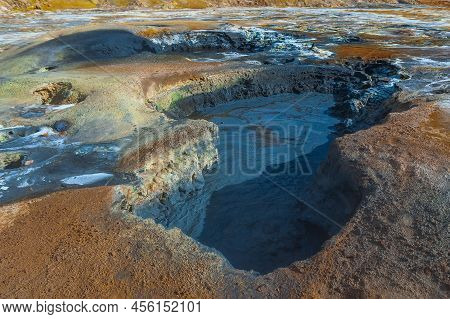 Beautiful Colourful Icelandic Landscape Lava Fields Mountain Geysers Zigzag Road And Moss-covered St