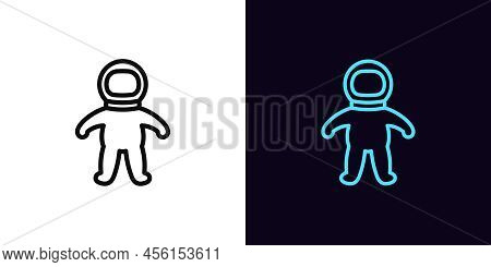 Outline Astronaut Icon, With Editable Stroke. Linear Spaceman Sign, Cosmonaut Pictogram. Space Explo
